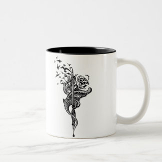 Caneca De Café Em Dois Tons Ilustração nervosa da caneta, a cor-de-rosa & dos