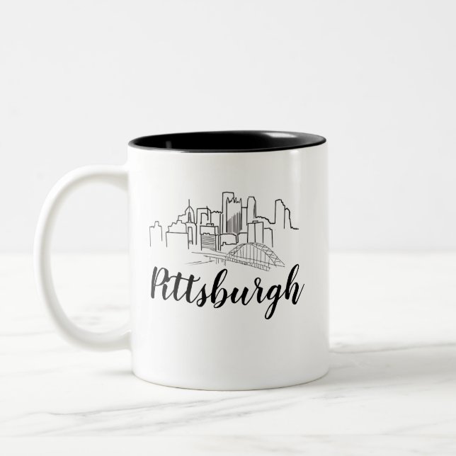 Caneca De Café Em Dois Tons Ilustração Pittsburgh Skyline (Esquerda)