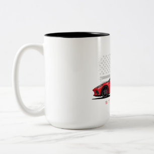 Caneca De Café Em Dois Tons Ilustração preta do Chevy Corvette C8