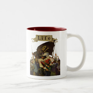 Caneca De Café Em Dois Tons Ilustração Vintage Pirate Life Wyeth