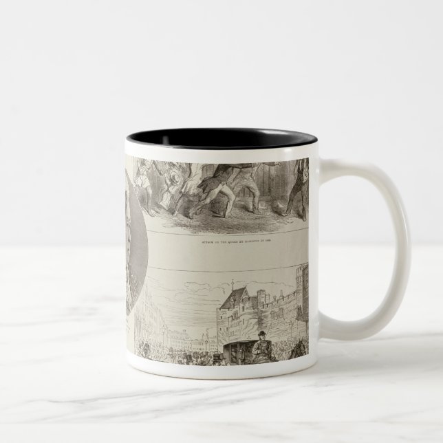 Caneca De Café Em Dois Tons Ilustrações dos ataques na rainha Victoria (Direita)