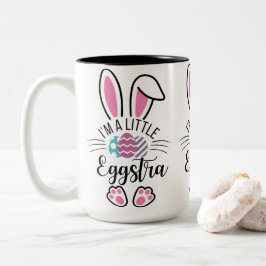 Caneca De Café Em Dois Tons I'm A Little Eggstra Funny Easter Bunny Ears Graph