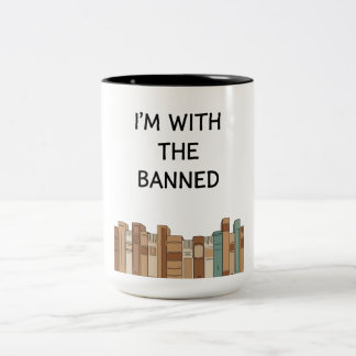 Caneca De Café Em Dois Tons I'm With The Banned Books Reader Mug