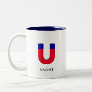 Caneca De Café Em Dois Tons Ímã Azul e Vermelho