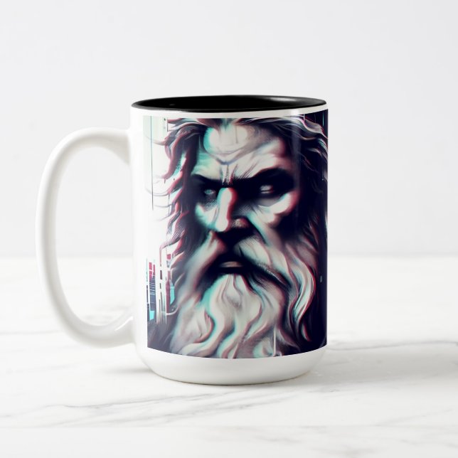 Caneca De Café Em Dois Tons image of the gods zeus and odin together (Esquerda)