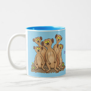 Caneca De Café Em Dois Tons Imagem animada da família Meerkat