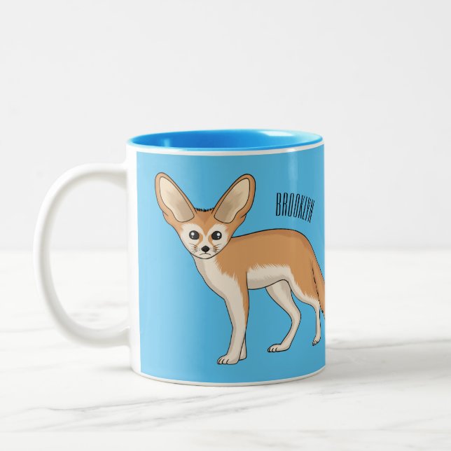 Caneca De Café Em Dois Tons Imagem de desenho animado de fennec fox (Esquerda)