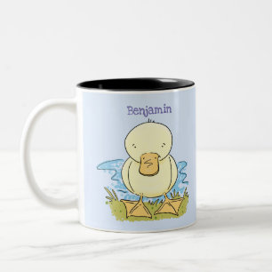 Caneca De Café Em Dois Tons Imagem de desenho animado de filhotes amarelos-bra