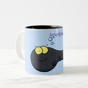 Caneca De Café Em Dois Tons Imagem de desenho animado de girino divertido