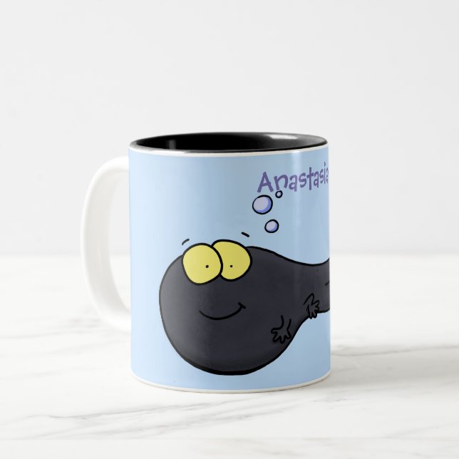 Caneca De Café Em Dois Tons Imagem de desenho animado de girino divertido (Frente Esquerda)