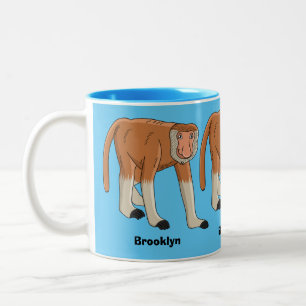 Caneca De Café Em Dois Tons Imagem de desenhos animados de macacos