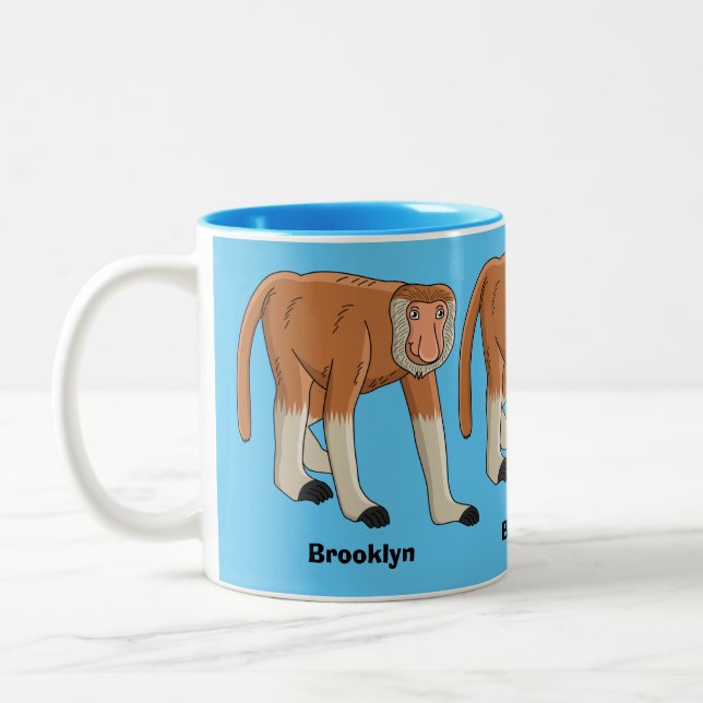 Caneca De Café Em Dois Tons Imagem de desenhos animados de macacos (Esquerda)