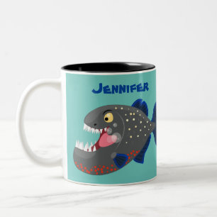 Caneca De Café Em Dois Tons Imagem de uma piranha engraçada e famosa