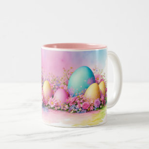 Caneca De Café Em Dois Tons imagem dos ovos de Páscoa criados no estilo de aqu