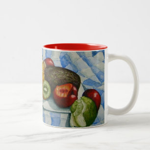 Caneca De Café Em Dois Tons imagem estática colorida da fruta exótica