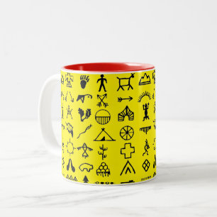 Caneca De Café Em Dois Tons Imagem Nativa Americana Símbolos Coffee Mug