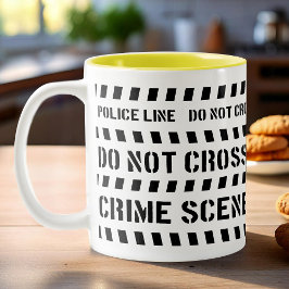 Caneca De Café Em Dois Tons Imagem temática da cena do crime policial em preto