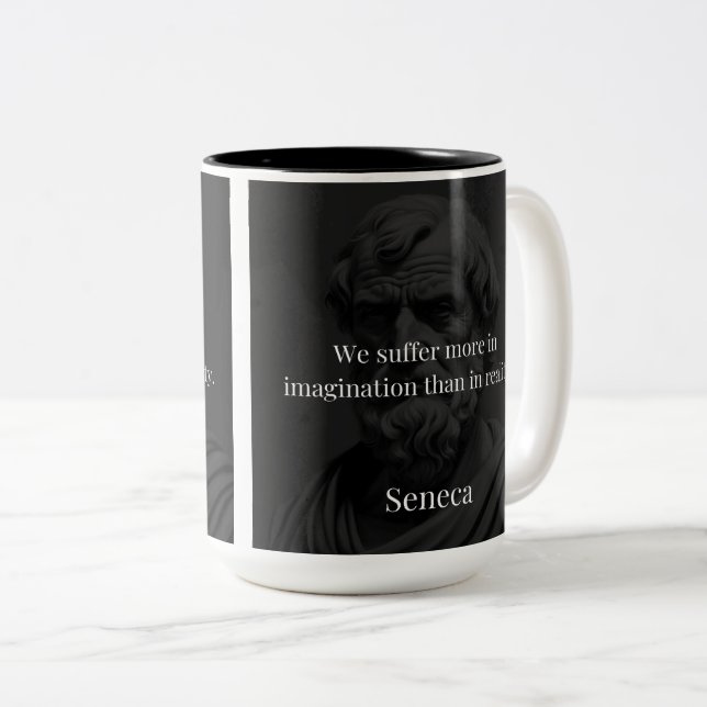 Caneca De Café Em Dois Tons Imaginação e Sofrimento: Sêneca sobre Percepção (Frente Esquerda)