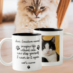 Caneca De Café Em Dois Tons Imagine A Vida Sem Gato Foto de Cat Personalizad