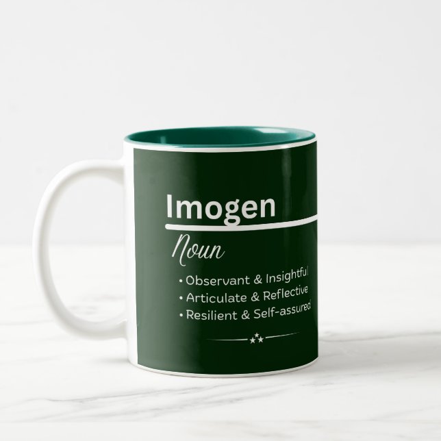 Caneca De Café Em Dois Tons Imogen Personalized Name Coffee Mug (Esquerda)