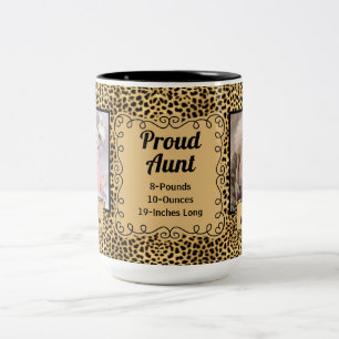 Caneca De Café Em Dois Tons Impressão Animal da tia Cheetah, orgulhosa, com fo
