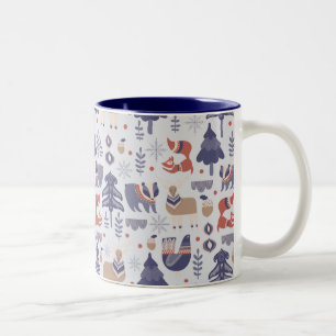 Caneca De Café Em Dois Tons Impressão animal escandinavo bonito