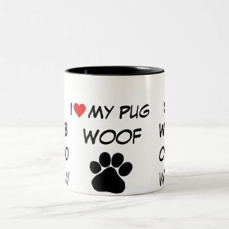 Caneca De Café Em Dois Tons impressão da pata, coração do arco uau I meu cão