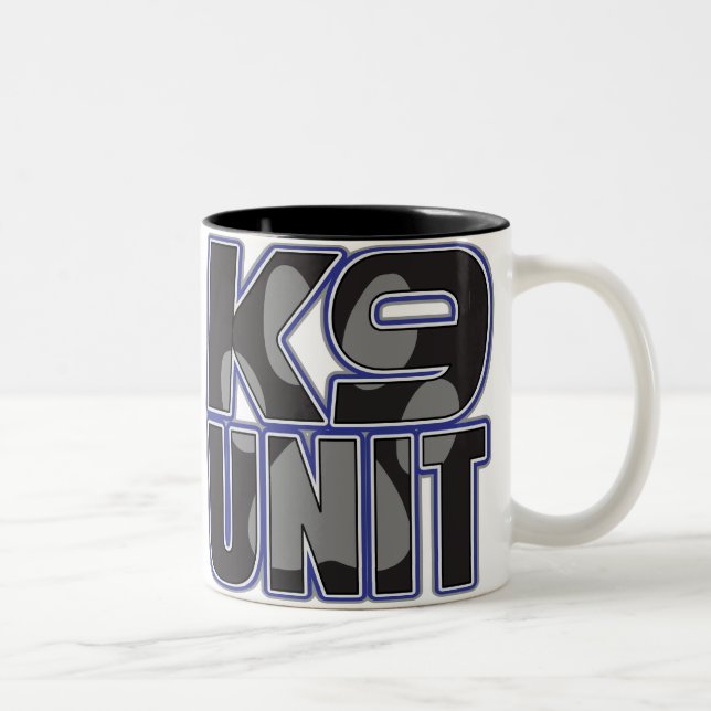 Caneca De Café Em Dois Tons Impressão da pata da unidade da polícia K9 (Direita)