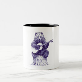 Caneca De Café Em Dois Tons Impressão de Arte do Urso de Harmonia Russo