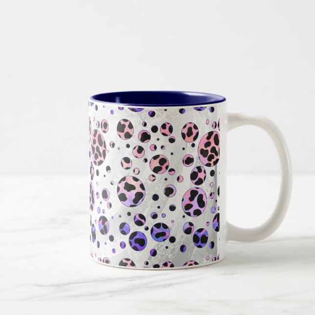 Caneca De Café Em Dois Tons Impressão de Bolinhas preto e rosa Dalmático (Direita)