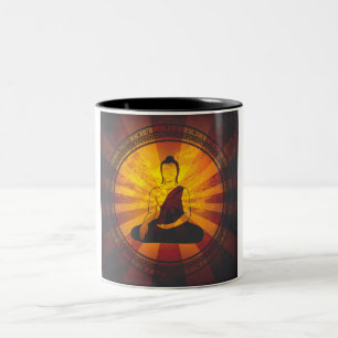 Caneca De Café Em Dois Tons Impressão de Buddha do vintage