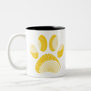 Caneca De Café Em Dois Tons Impressão de Cães de Girassol Amarelo