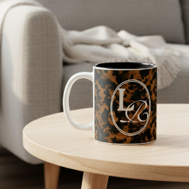 Caneca De Café Em Dois Tons Impressão de Casco de Tartaruga com Monograma Mode