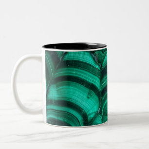 Caneca De Café Em Dois Tons Impressão de Cristal Malachite Verde Bonito