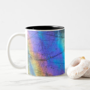 Caneca De Café Em Dois Tons Impressão de Cristal Rainbow Labradorite