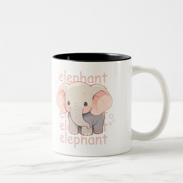 Caneca De Café Em Dois Tons Impressão de elefante (Direita)
