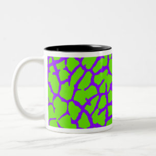 Caneca De Café Em Dois Tons Impressão de Girafa Violeta Verde