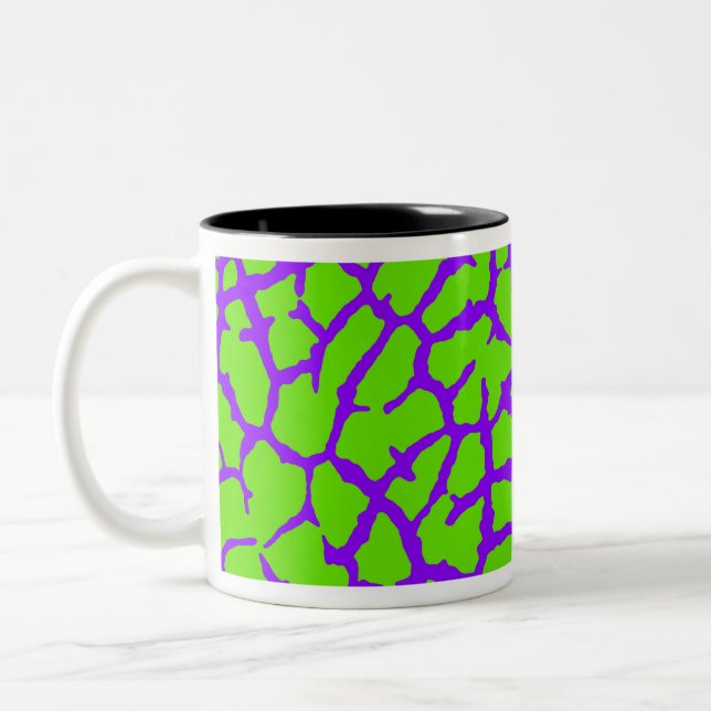 Caneca De Café Em Dois Tons Impressão de Girafa Violeta Verde (Esquerda)