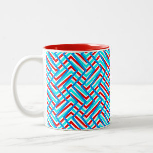 Caneca De Café Em Dois Tons Impressão de gráfico vermelho e azul retrorado