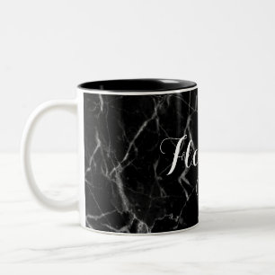 Caneca De Café Em Dois Tons Impressão de mármore preto clássico conhecido