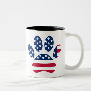 Caneca De Café Em Dois Tons Impressão de Pata de Cachorro com Bandeira dos EUA