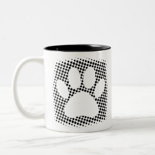 Caneca De Café Em Dois Tons Impressão de Pata de Cachorro com Fundo de Meio-To