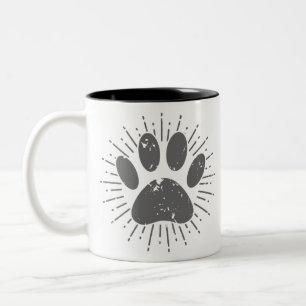 Caneca De Café Em Dois Tons Impressão de Pata de Cachorro de Feixe de Sol Dis