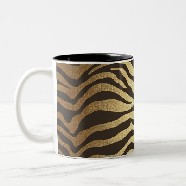 Caneca De Café Em Dois Tons Impressão de Pele de Animal Estampa de Zebra Moder (Esquerda)