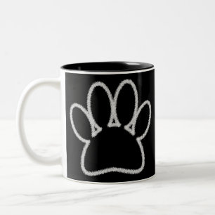 Caneca De Café Em Dois Tons Impressão de Pista de Cachorro Branco