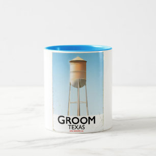 Caneca De Café Em Dois Tons Impressão de viagem de Americana do Groom Texas Ro