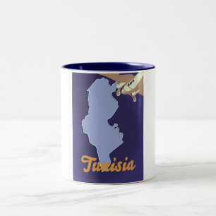Caneca De Café Em Dois Tons Impressão de viagem vintage da Tunísia