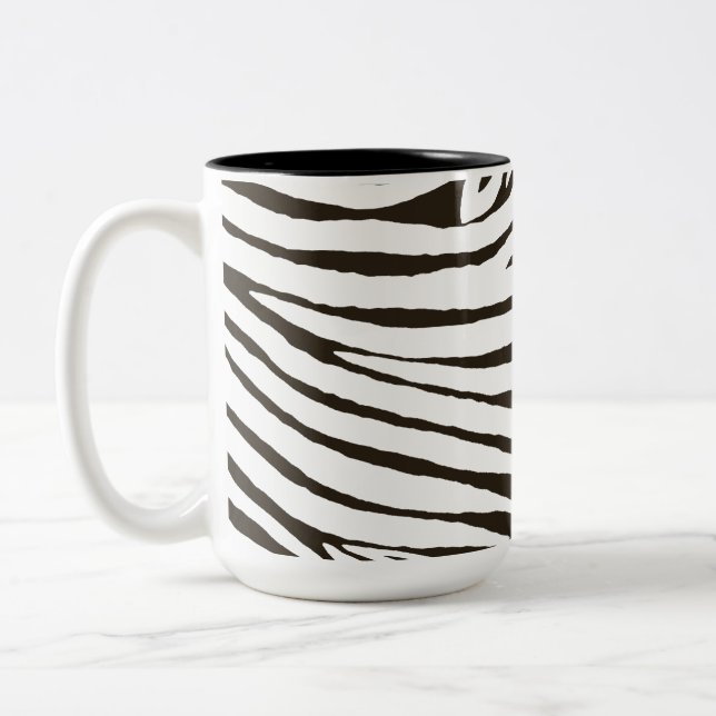 Caneca De Café Em Dois Tons Impressão de Zebra Branca Preta Castanha (Esquerda)