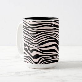 Caneca De Café Em Dois Tons Impressão de Zebra de Areia Preta e Esbranquiçada