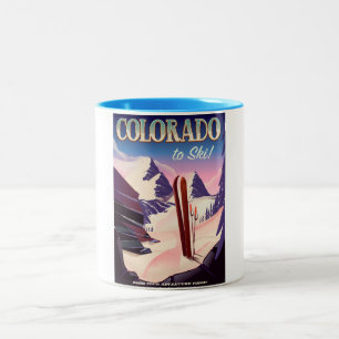 Caneca De Café Em Dois Tons Impressão do Colorado Ski - poster de esportes de 